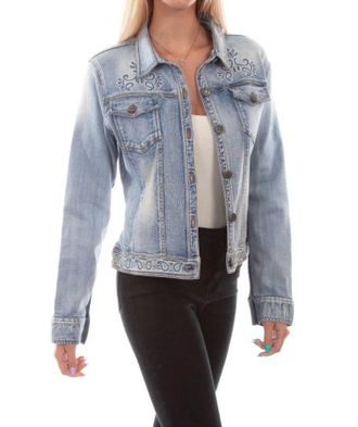 Scully Denim Beaded Jacket In Blue
