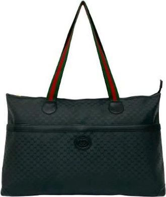Gucci Pre-owned Tote Bags, male, Black, Size: ONE SIZE Pre-owned Micro GG Leather Tote Bag