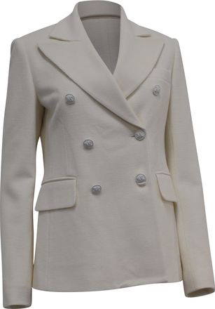 Max Mara Stresa Double-Breasted Blazer in White Wool