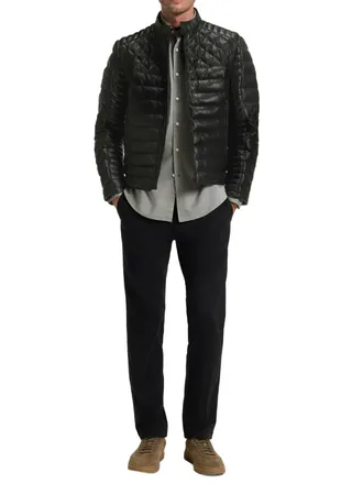 HUGO BOSS Mens Jonn Nappa Leather Jacket Black Clothing > Coats &