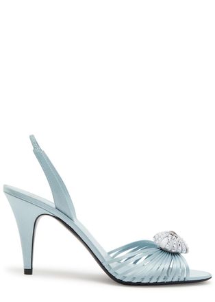 Valentino Garavani Coeur Royal 85 Embellished Satin Slingback Sandals - Blue - 36 (IT36/ UK3)