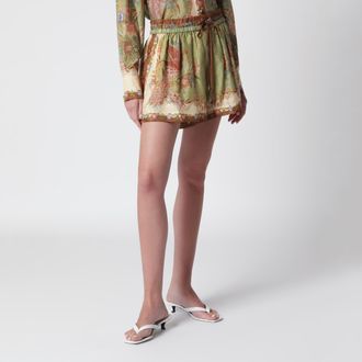 Zimmermann Shorts Indra relaxed in seta floreale color khaki
