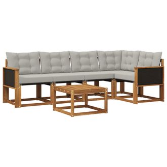 vidaXL Conjunto De Sof&aacute;s De Exterior 6 Pcs Natural Y Gris Claro Vidaxl