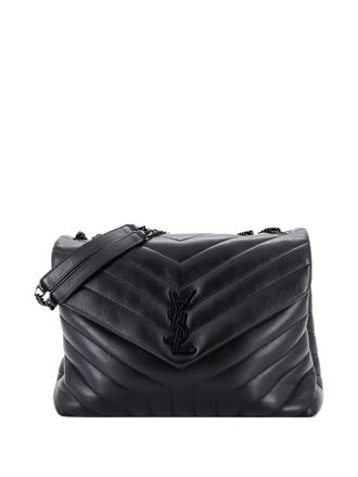 Saint Laurent Borsa a spalla Loulou media in pelle matelass&eacute; con motivo chevron - Nero