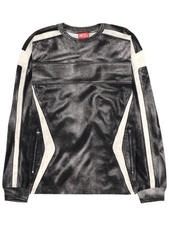 Diesel Black Geometric Panel Cotton T-Shirt