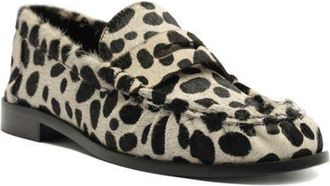 Schutz Tyche Genuine Calf Hair Penny Loafer in White/Black Calf Hair at Nordstrom, Size 7.5