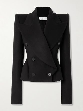 Alexander McQueen Blazer Doppiopetto In Misto Lana E Cashmere - Nero