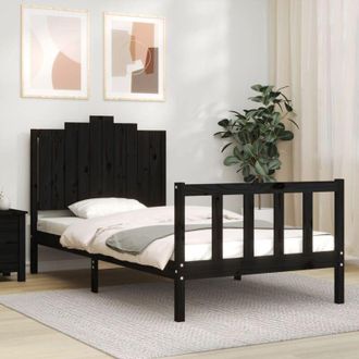 vidaXL Bed Frame without Mattress Black 100x200 cm Solid Wood Pine Vidaxl