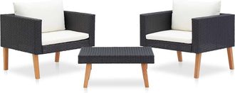vidaXL Vidaxl Set Divani Da Giardino 3 Pz Con Cuscini In Polyrattan Nero