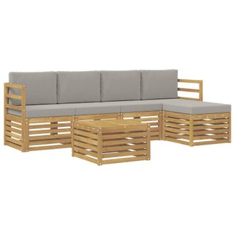 vidaXL Conjunto De Sof&aacute;s De Exterior 6 Pcs Blanco Y Gris Claro Vidaxl