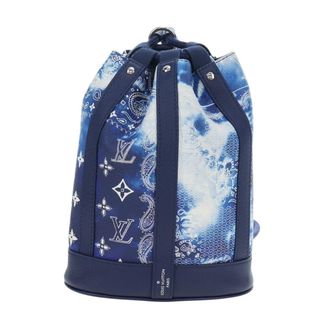 Louis Vuitton Randonnee Limited Edition Monogram Bandana Leather Blue Canvas Backpack Bag (Pre-Owned)