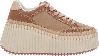 Chlo&eacute; Beige Lace-up Sneakers
