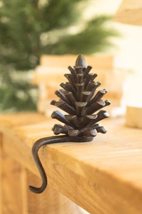 Kalalou Cast Iron Pinecone Stocking Holder
