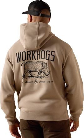 Ariat Mens Rebar Lightweight Workhog Hoodie Long Sleeve in Greige, Size X-Small, by Ariat