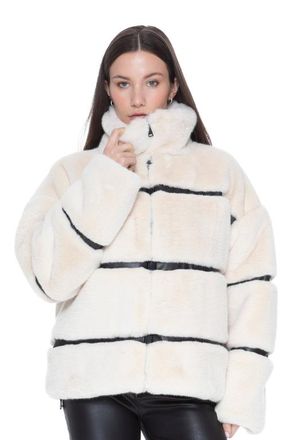 Blue Revival Mob Wife UnReal Leather Fur Jacket in Vanilla Bean at Nordstrom, Size Medium