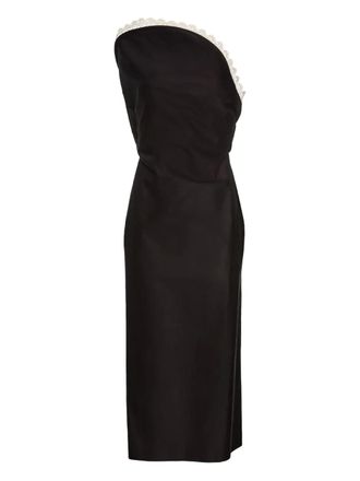 Magda Butrym lace-trimmed midi dress - women - Silk/Cotton - 34 - Black