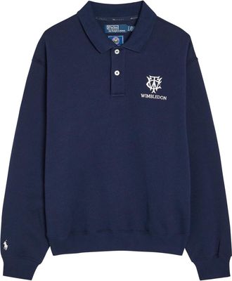 Polo Ralph Lauren Embroidered Cotton-blend Polo Sweatshirt - Navy - S (UK8-10 / S)
