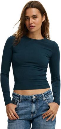 Cotton On Womens All Day Crew Long Sleeve in Evergreen at Nordstrom, Size X-Small