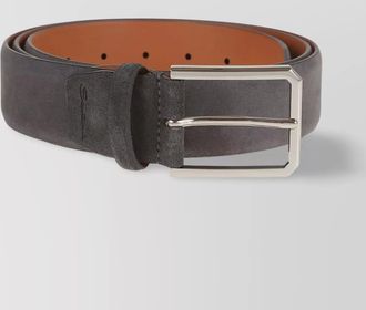 Santoni adjustable suede belt with square metal buckle
