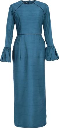 Baruni Abito lungo Talia con ruches sui polsini - Blu