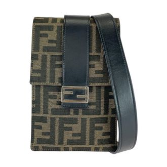 Fendi Brown Zucca Leather Pochette Shoulder Bag (Pre-Owned)