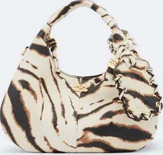 Ganni Mini zebra-printed top-handle bag