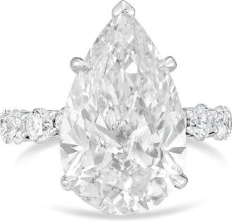 Diana M. Jewels Platinum 6ct lab grown Pear Diamond Pav&eacute; Band Ring
