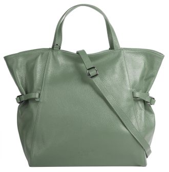 Samantha Look Shopper SAMANTHA LOOK, Damen, Gr. B/H/T: 35cm x 30cm x 10cm onesize, gr&uuml;n, Leder, leicht gl&auml;nzend, unifarben, Taschen Shopper, echt Leder, Made in Ita