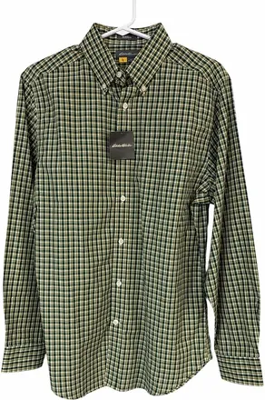 Eddie Bauer Mens Plaid Getaway Button Down Shirt In Dark Pine
