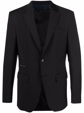 Philipp Plein crystal skeleton Gigol&ograve; fit blazer - men - Polyester/Elastane/Wool/Viscose/Acetate - 52 - Black
