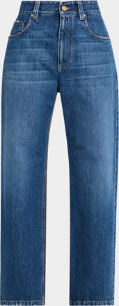 Brunello Cucinelli Mid-Rise Monili Trim Wide-Leg Jeans