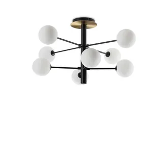 Netlighting Cosmopolitan 8 Light Globe Ceiling Light Matte Black Satin Brass