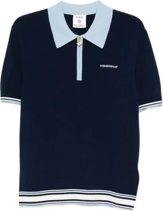 Casablanca Tennis Zip-Front Polo Shirt - Mens - Polyester/Merino