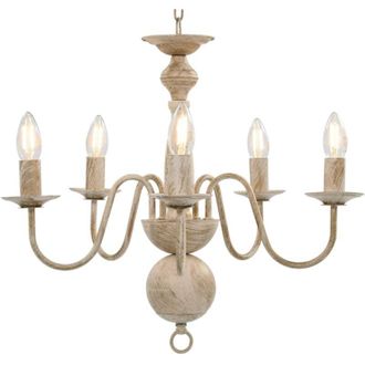 vidaXL Candelabro Stile Anticato Bianco 5 Lampadine E14 - Vidaxl