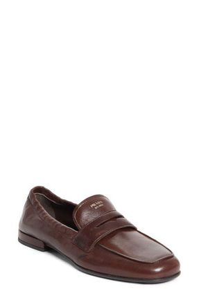 Prada Soft Penny Loafer in Brown at Nordstrom, Size 5.5Us