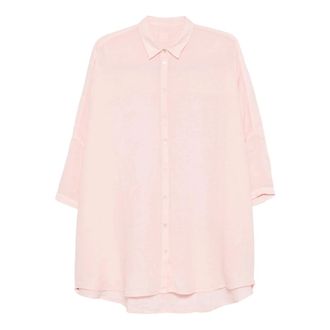 120% Lino Short-Sleeved Regular Fit Linen Shirt - female - 120% Lino - Shirts - Pink - XS - Blouses & Shirts