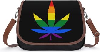 Generic LGBT Weed Gay Proud Small Womens Crossbody Bags Shoulder Handbag with Adjustable Strap for Travel
