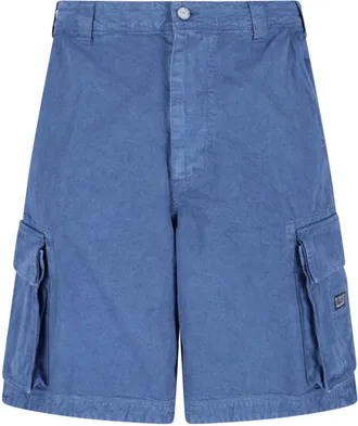 ERL Mid-Waist Blue Cotton Cargo Shorts