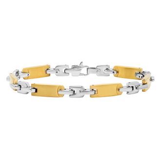 Robert Alton Stainless Steel with Yellow Finish Tag Bracelet