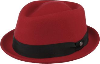 Lierys Classic Porkpie Wool Felt Hat Water-Repellent Packable Made in Italy Men Women Summer Winter Musician Red