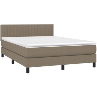 vidaXL Vidaxl - Cama Box Spring Con Colch&oacute;n Tela Gris Taupe 140x190 Cm