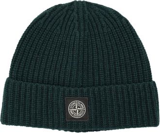 Stone Island Dark Green Logo Beanie Cap
