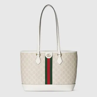 Gucci Ophidia Medium Tote Bag, White, GG Canvas