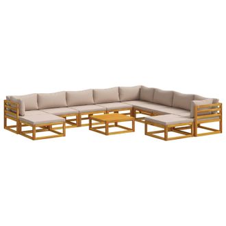 vidaXL Juego De Sof&aacute; 11 Uds. Natural Madera De Acacia S&oacute;lida Vidaxl