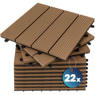 Deuba Piastrelle Da Giardino In Wpc Mattonelle 30x30cm Sauna Patio Terrazza Esterno 22x Classico Terracotta