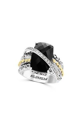 Effy Mens Sterling Silver & 18K Gold Onyx Diamond Ring in Black at Nordstrom Rack, Size 10