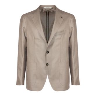 Tagliatore Blazers, male, Beige, Size: 2XL Wool Silk Linen Blazer