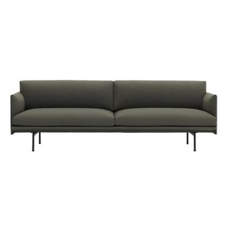 MUUTO Outline Sofa 3-Sitzer, g(r&uuml;n fiord 961) / verkehrsschwarz (RAL 9017)