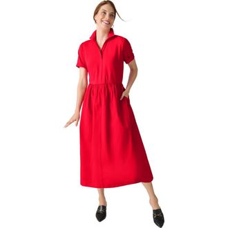 Jessica London Mixed Media Poplin Shirt Dress in Vivid Red at Nordstrom, Size 26