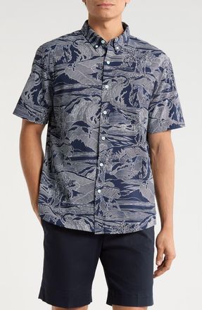 Tori Richard Sea Sketch Button-Down Shirt in Navy at Nordstrom, Size Medium